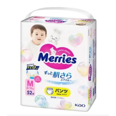 Japońskie pieluchomajtki MERRIES, M, 6–11 kg, 52 szt.