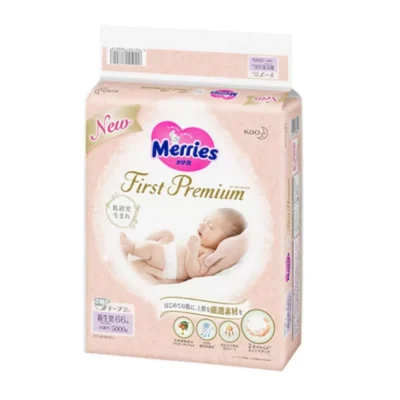MERRIES First Premium – pieluszki, NB, 0–5 kg, 60 szt.