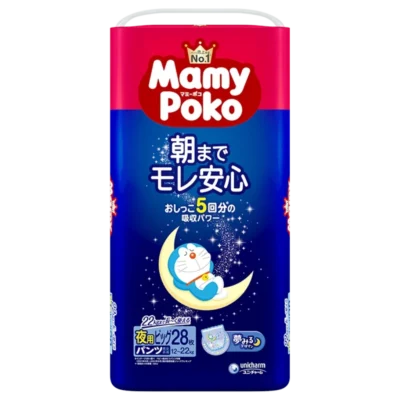 MAMY POKO UNICHARM japońskie nocne pieluchomajtki, rozmiar XL, 12–22 kg, 28 szt.