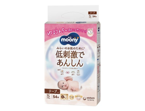 MOONY NATURAL – japońskie pieluszki, S, 4–8 kg, 54 szt.