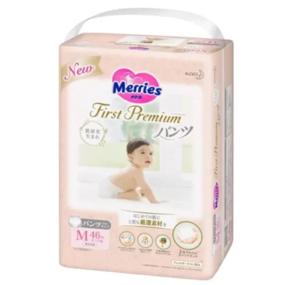 MERRIES First Premium – pieluchomajtki, M, 6–11 kg, 46 szt.