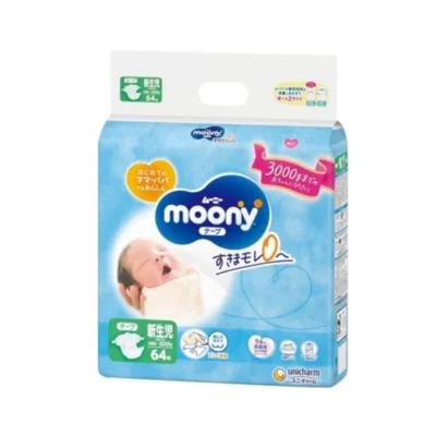 MOONY – japońskie pieluszki dla noworodków NB do 3 kg, 64 szt.