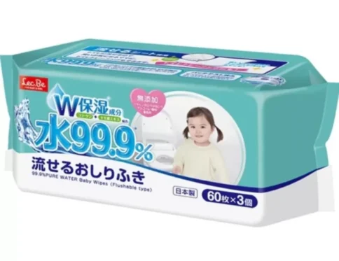 Lec.Be – 99,9% biodegradowalne chusteczki nawilżane dla niemowląt z kolagenem, 60 szt.