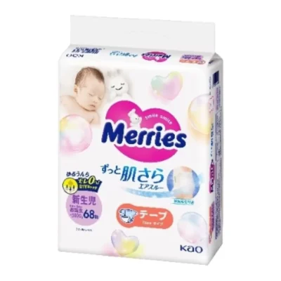MERRIES – pieluszki dla noworodków, NB, 0–5 kg, 68 szt.