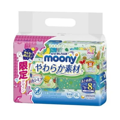 Moony – zestaw chusteczek nawilżanych, 8x76 szt.